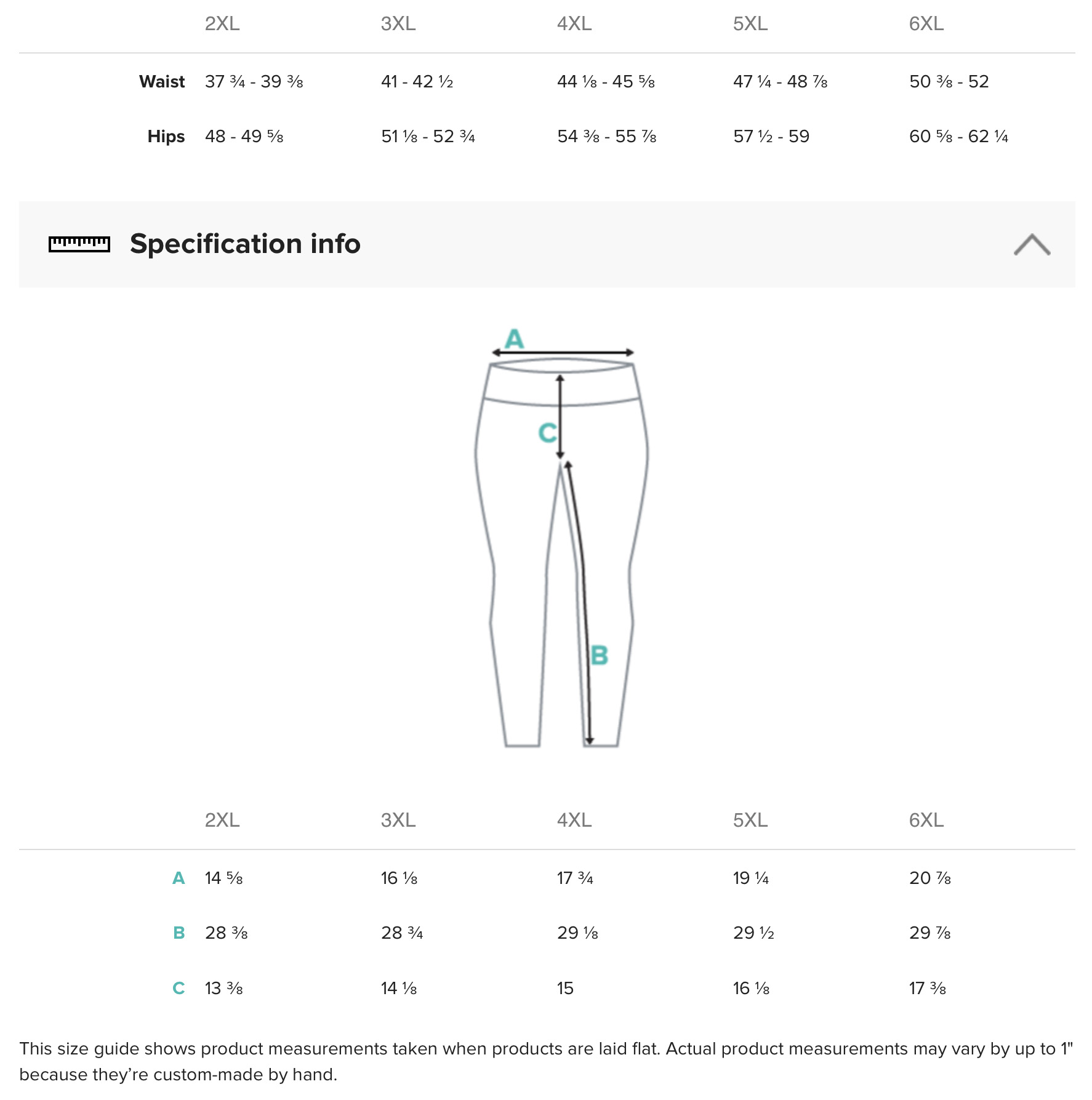 Vibragear Plus Size Leggings Size Guide