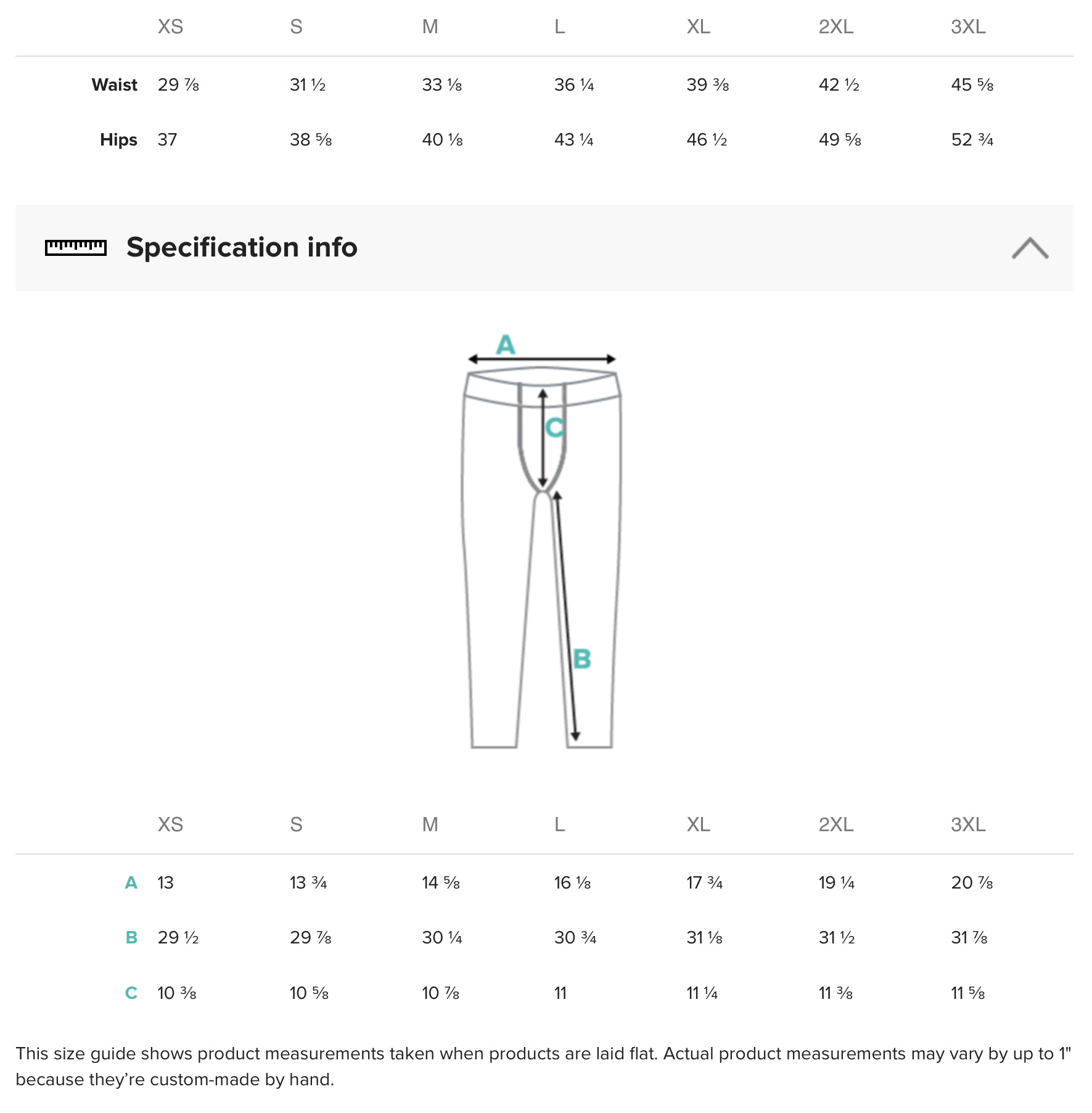 Vibragear Mens Leggins Size Guide