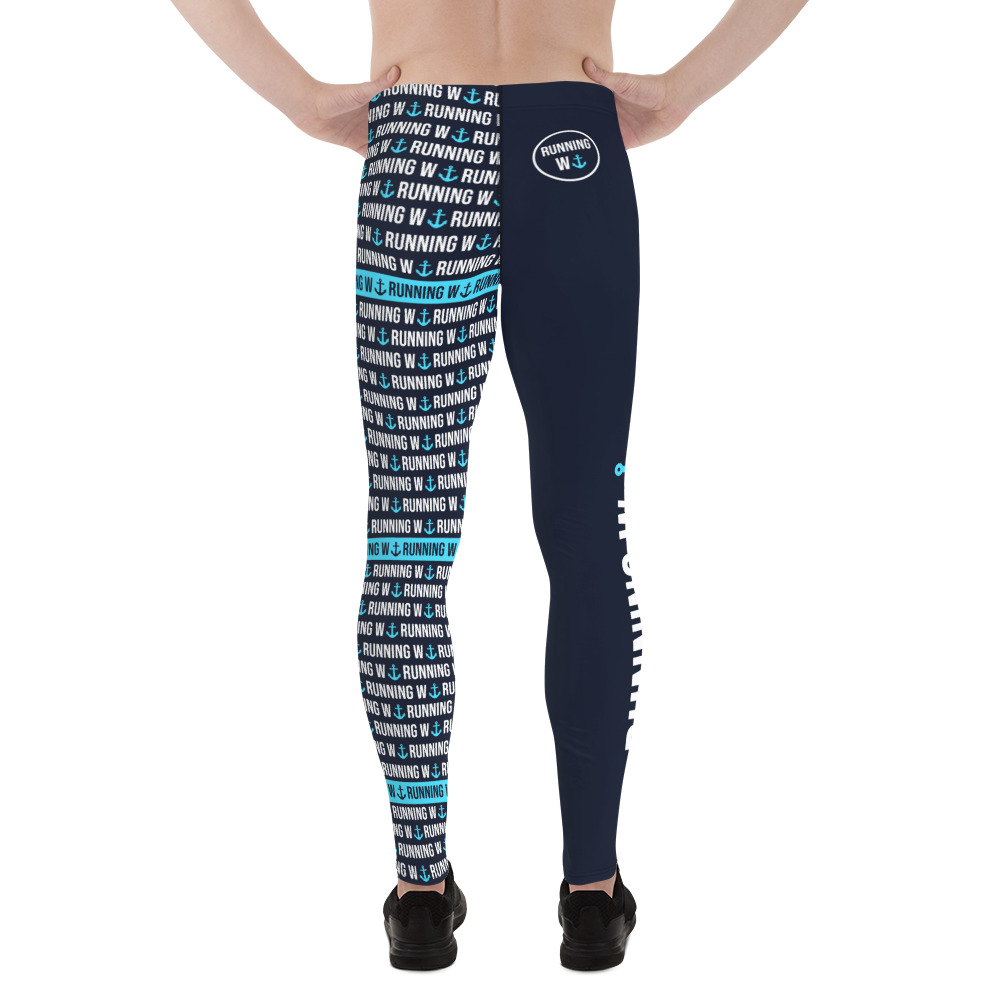 Mens Running Wanker Blue Full Length Activewear Leggings - Vibragear