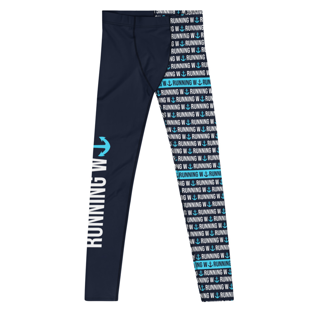 Mens Running Wanker Blue Full Length Activewear Leggings - Vibragear