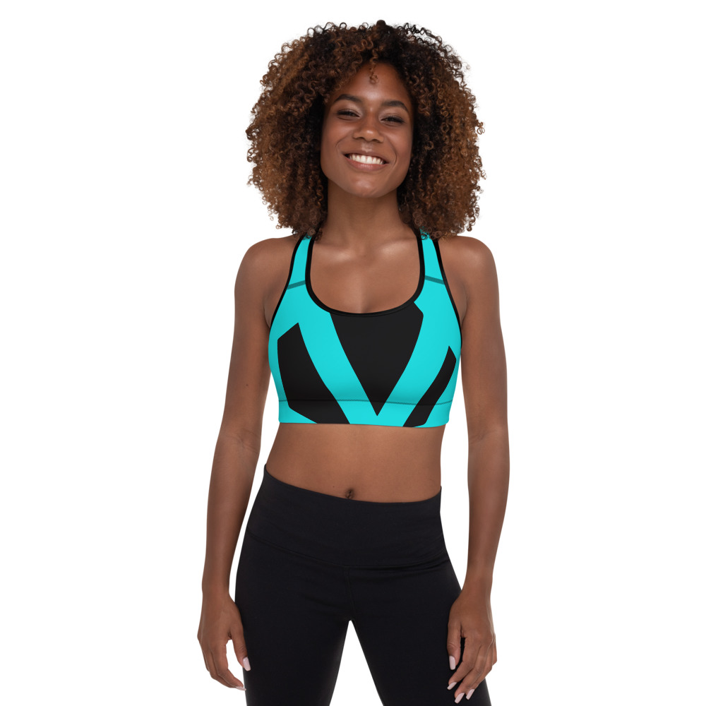 Black & Blue Vibragear Branded Padded Sports Bra
